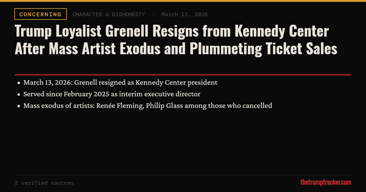 Trump Loyalist Grenell Resigns from Kennedy Center After Mass Artist ...